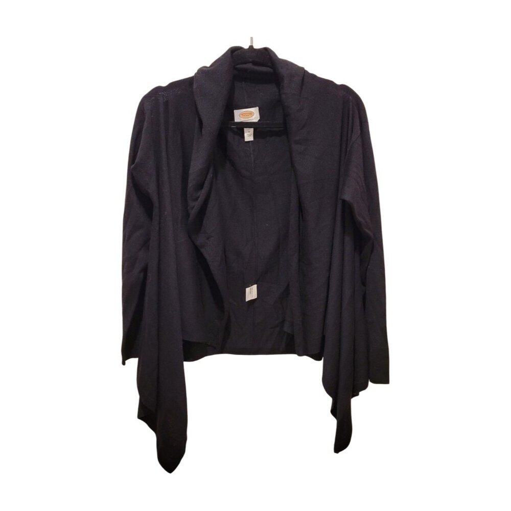 Vintage Talbots 100% Merino Wool Open Front Black Cardigan Medium - Picture 2 of 6